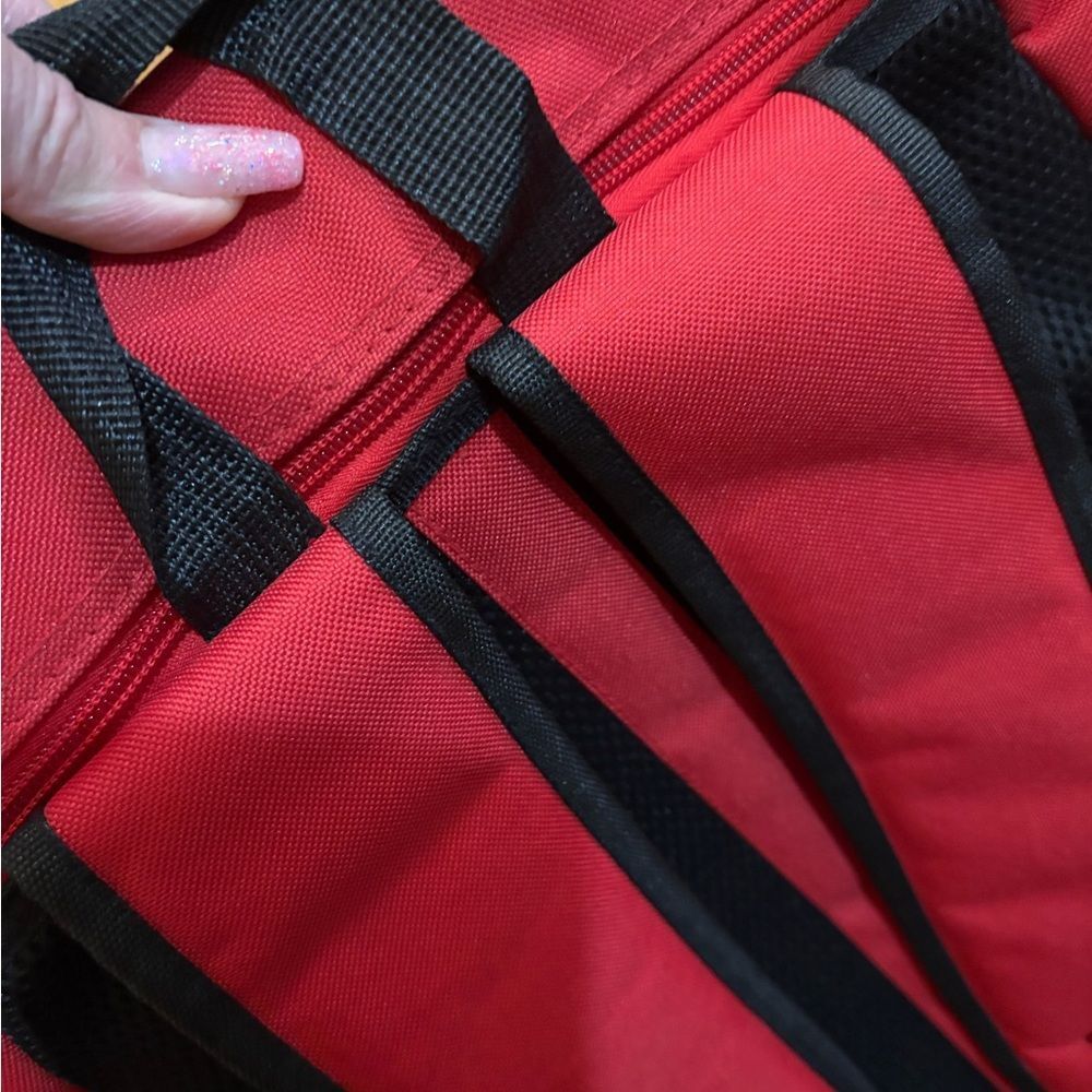 Red Backpack with Graphic Design - Picture 7 of 12